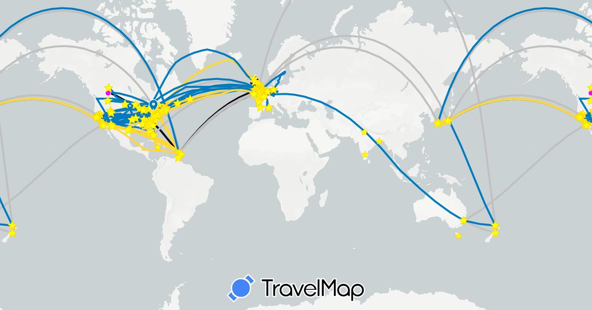 TravelMap itinerary: tlbp journey - by air, road, cyril devaux, tlbp - united states postal service (usps), tlbp - dpd (geopost), tlbp - dhl, tlbp - united parcel service (ups), tlbp - canada post, tlbp - royal mail (rm), tlbp - escorted by facilitator, tlbp - federal express (fedex), tlbp - colissimo (france), tlbp - to be advised in Australia, Barbados, Belgium, Canada, Germany, France, United Kingdom, Honduras, India, Iceland, Jamaica, Japan, Saint Lucia, New Zealand, Sweden, Singapore, Trinidad and Tobago, United States (Asia, Europe, North America, Oceania)